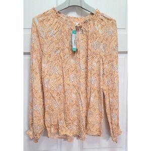 Market & Spruce Stitch Fix 100% Rayon Morgana Crinkle Top - Peach Floral - L